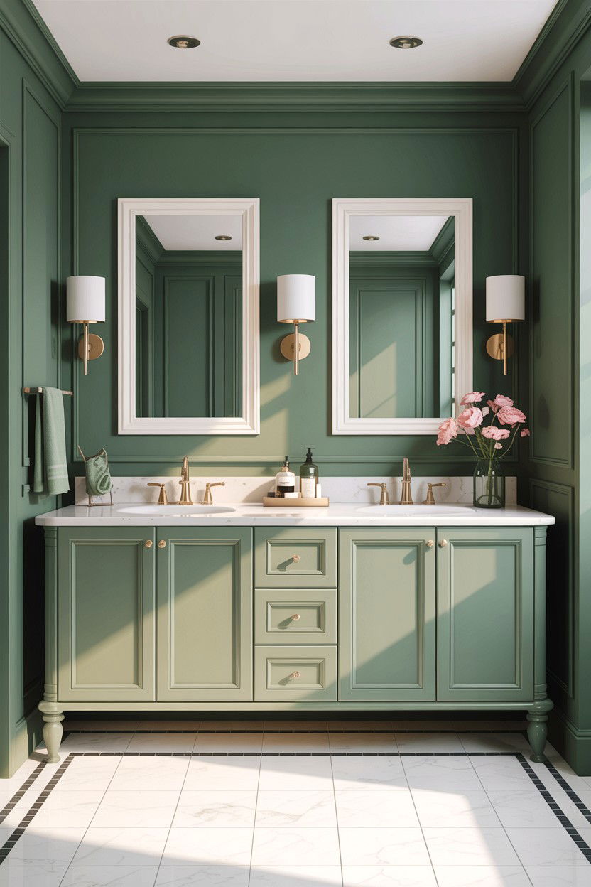 Sage green double vanity bathroom - 30 sage and white bathroom ideas