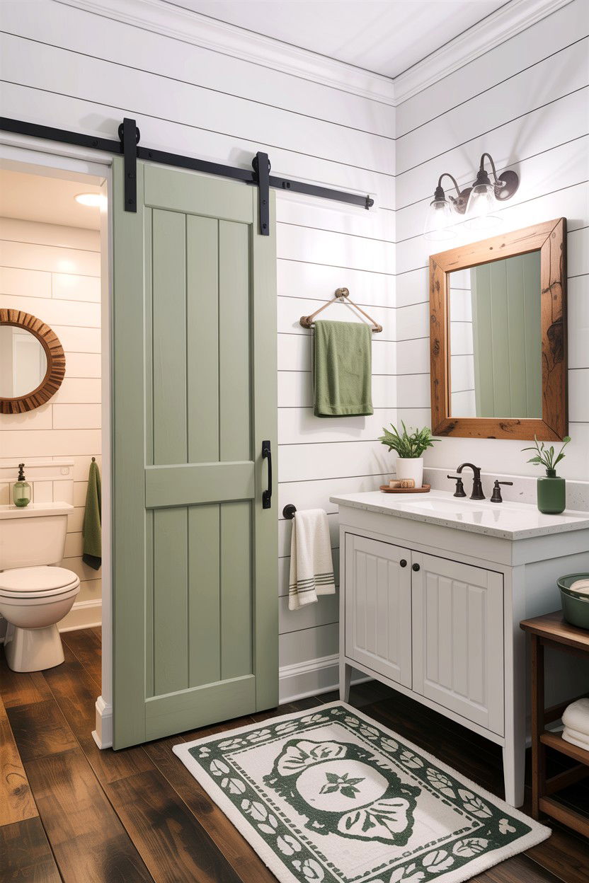 Sage green farmhouse bathroom decor - 30 sage and white bathroom ideas