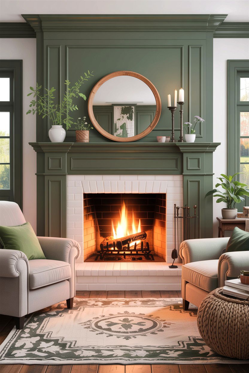 Sage green fireplace living room - 30 sage living room decor ideas