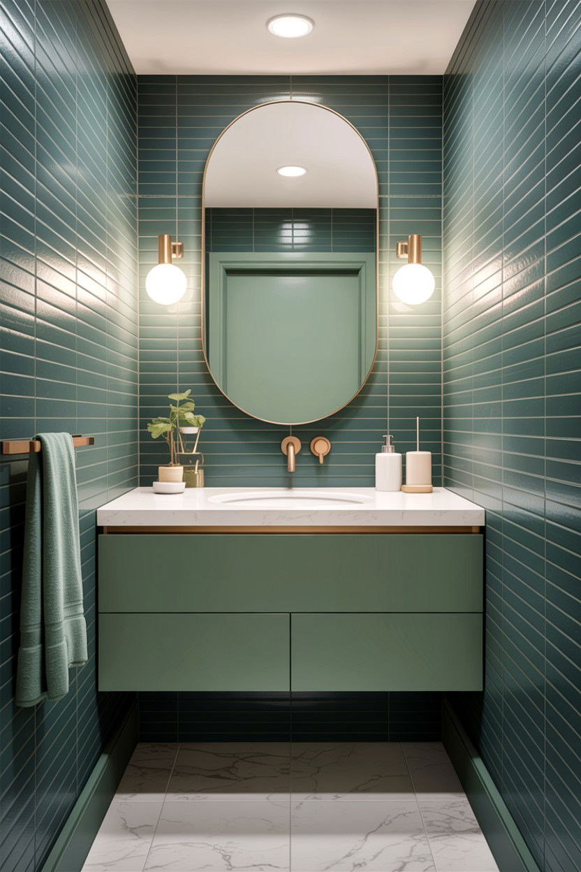 Sage green floating vanity bathroom - 30 sage and white bathroom ideas