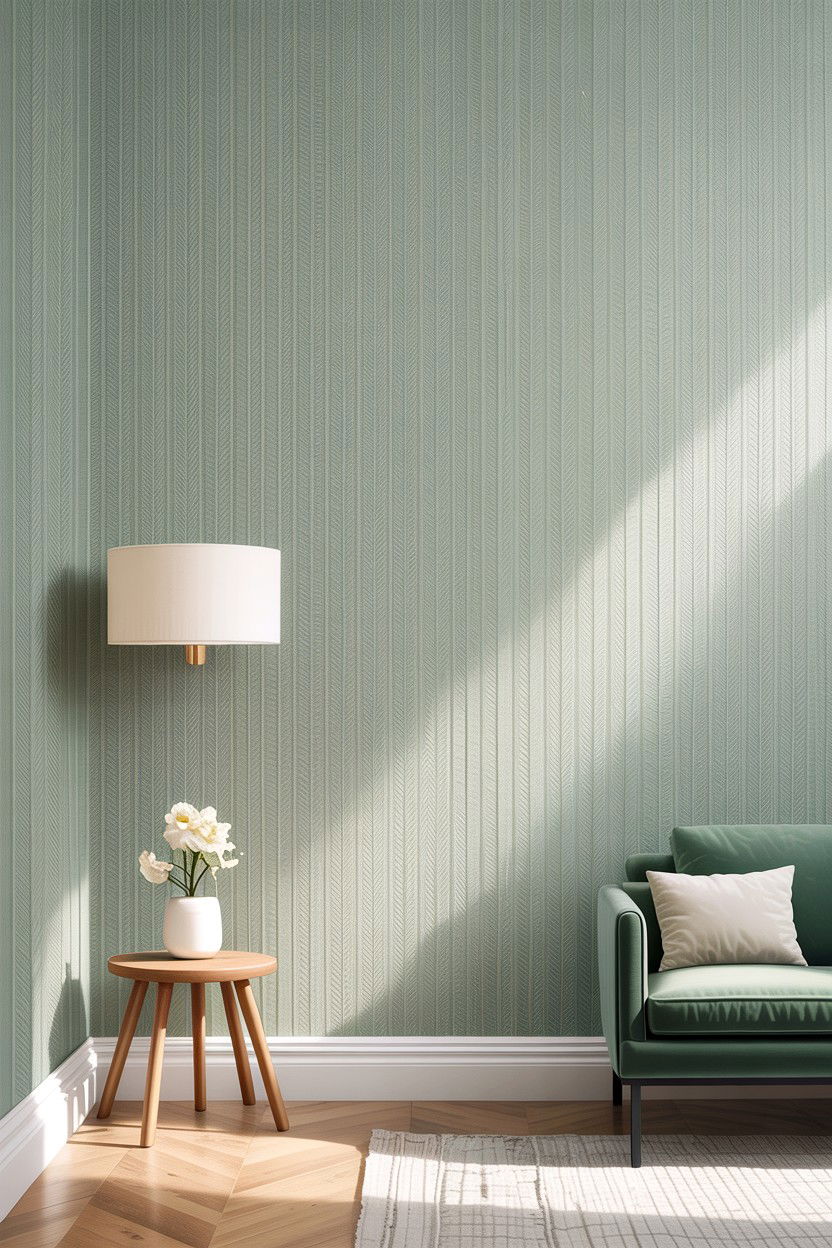 Sage green geometric wallpaper - 30 sage bedroom decor ideas