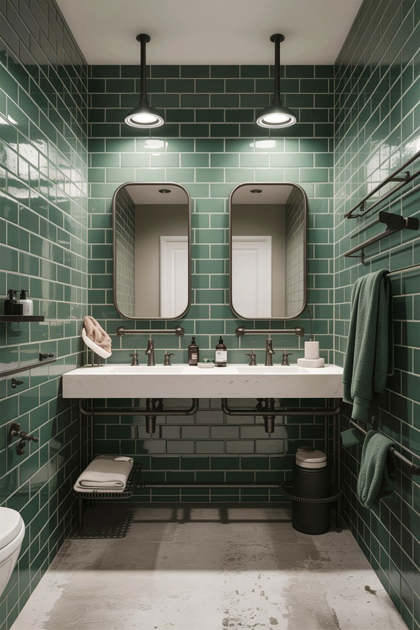 Sage green industrial bathroom - 30 sage bathroom decor ideas