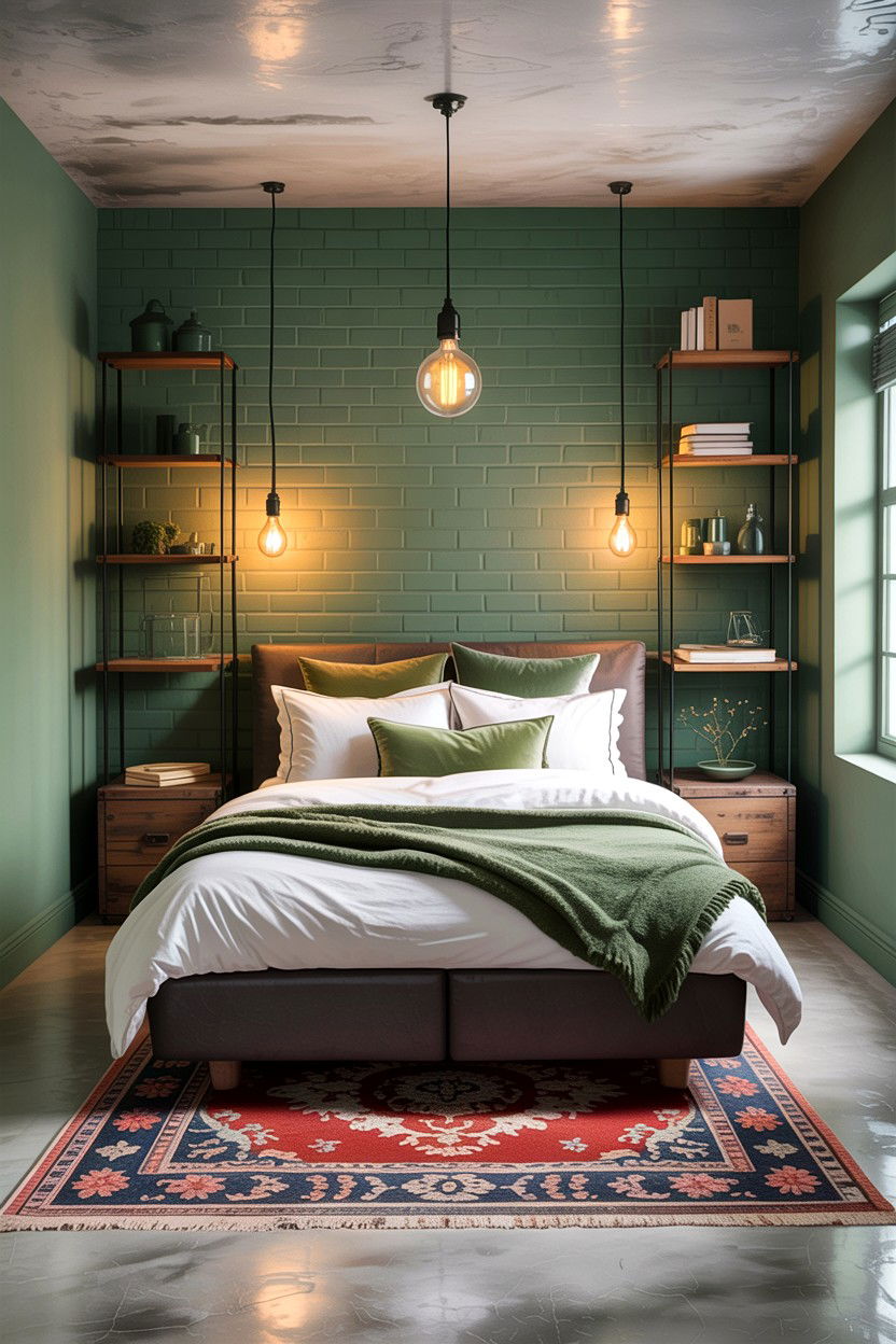 Sage green industrial bedroom - 30 sage bedroom decor ideas
