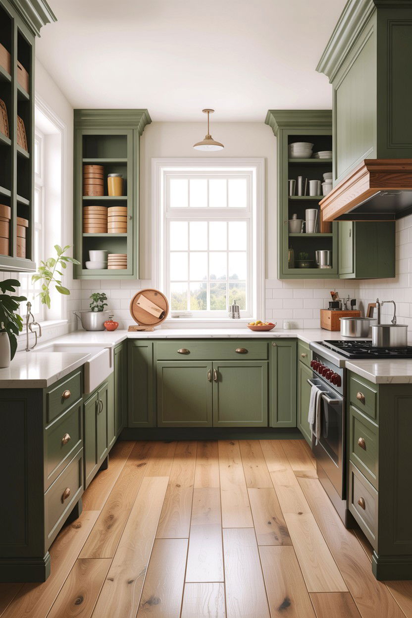 Sage green kitchen cabinets white oak floors - 30 sage and white kitchen ideas