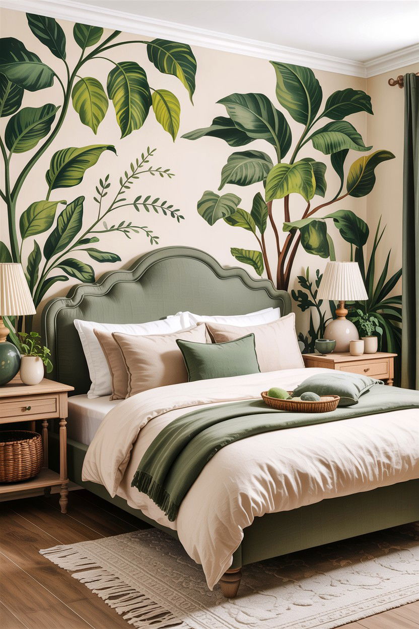 Sage green linen headboard - 30 bedroom linen headboards