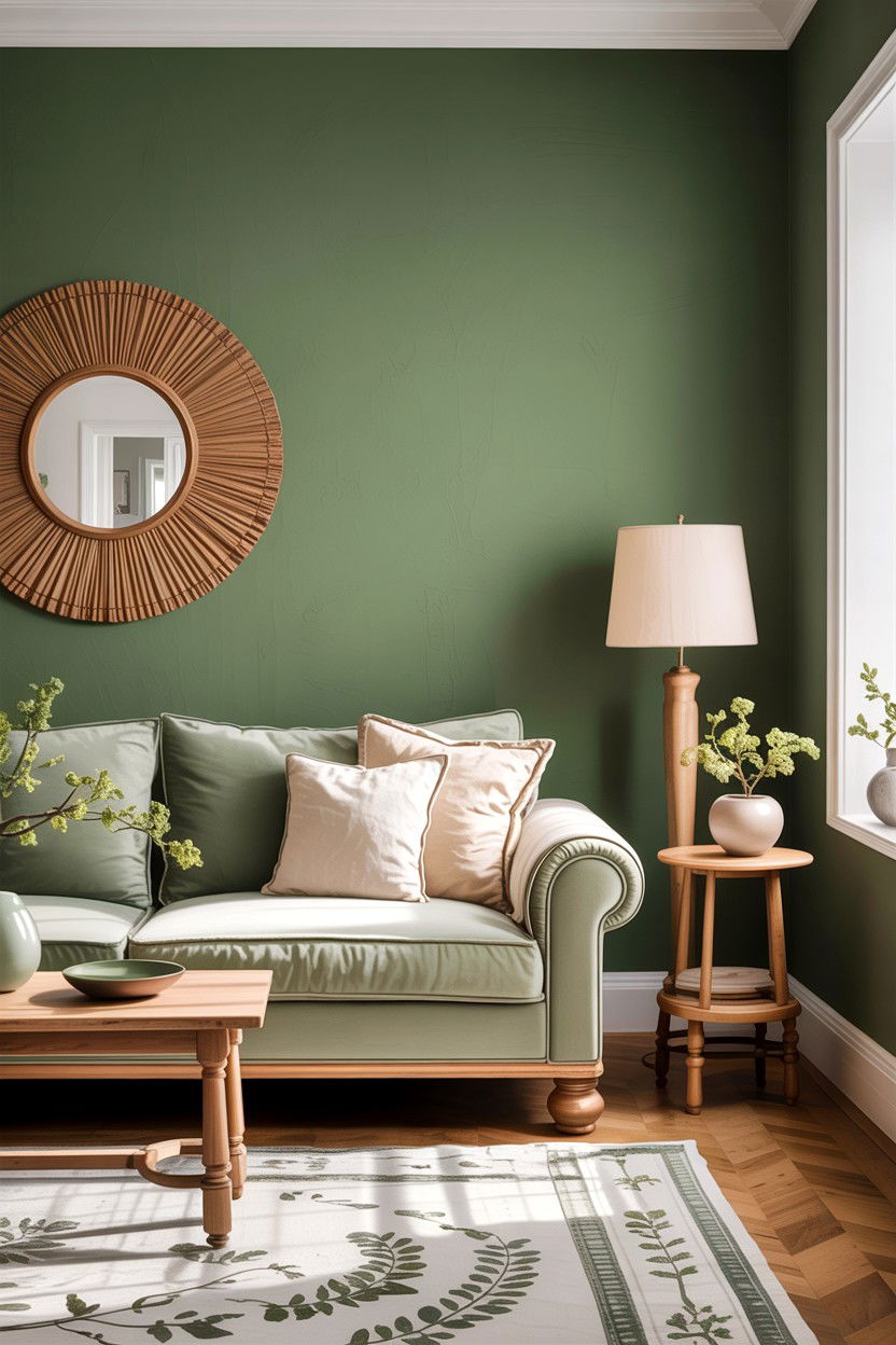 Sage green living room - 30 forest living room ideas