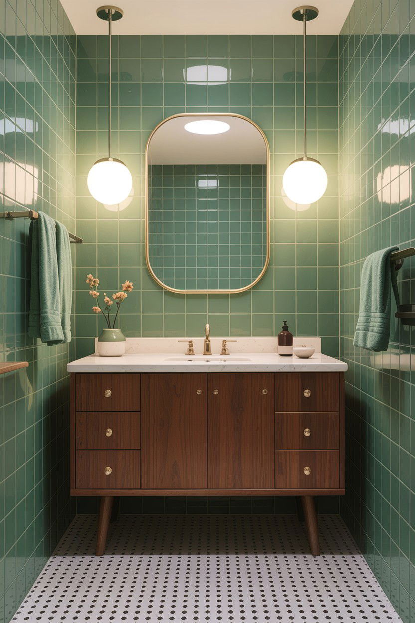 Sage green mid century modern bathroom - 30 sage bathroom decor ideas