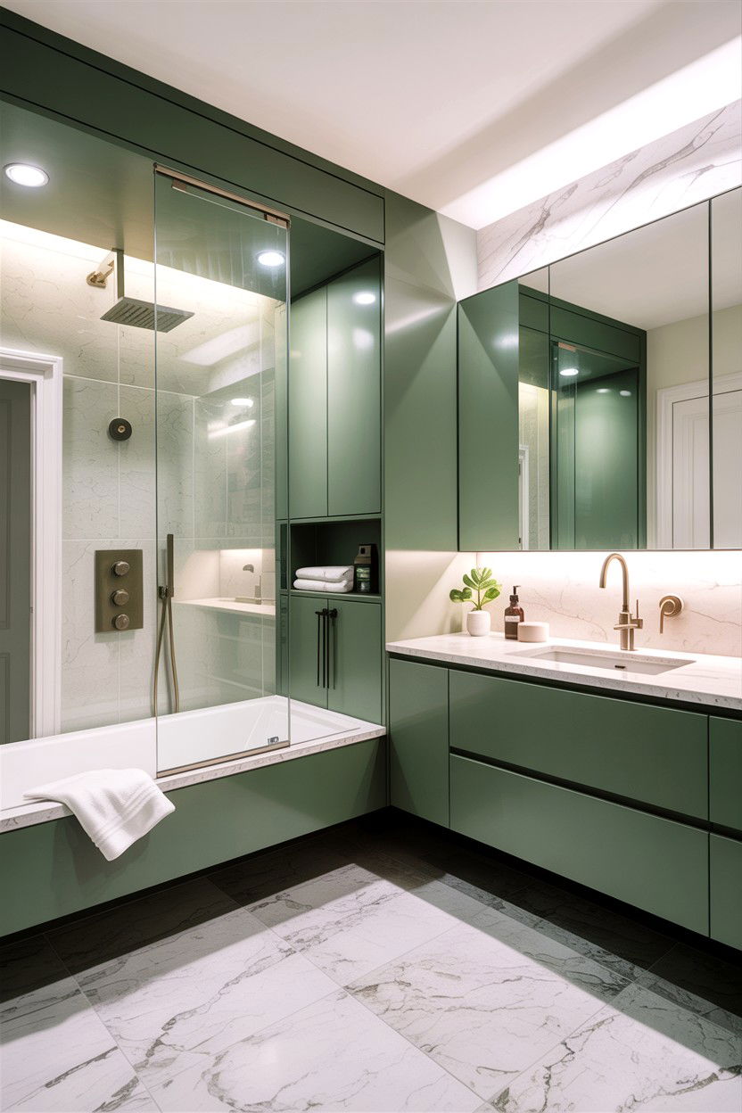 Sage green modern bathroom - 30 sage bathroom decor ideas