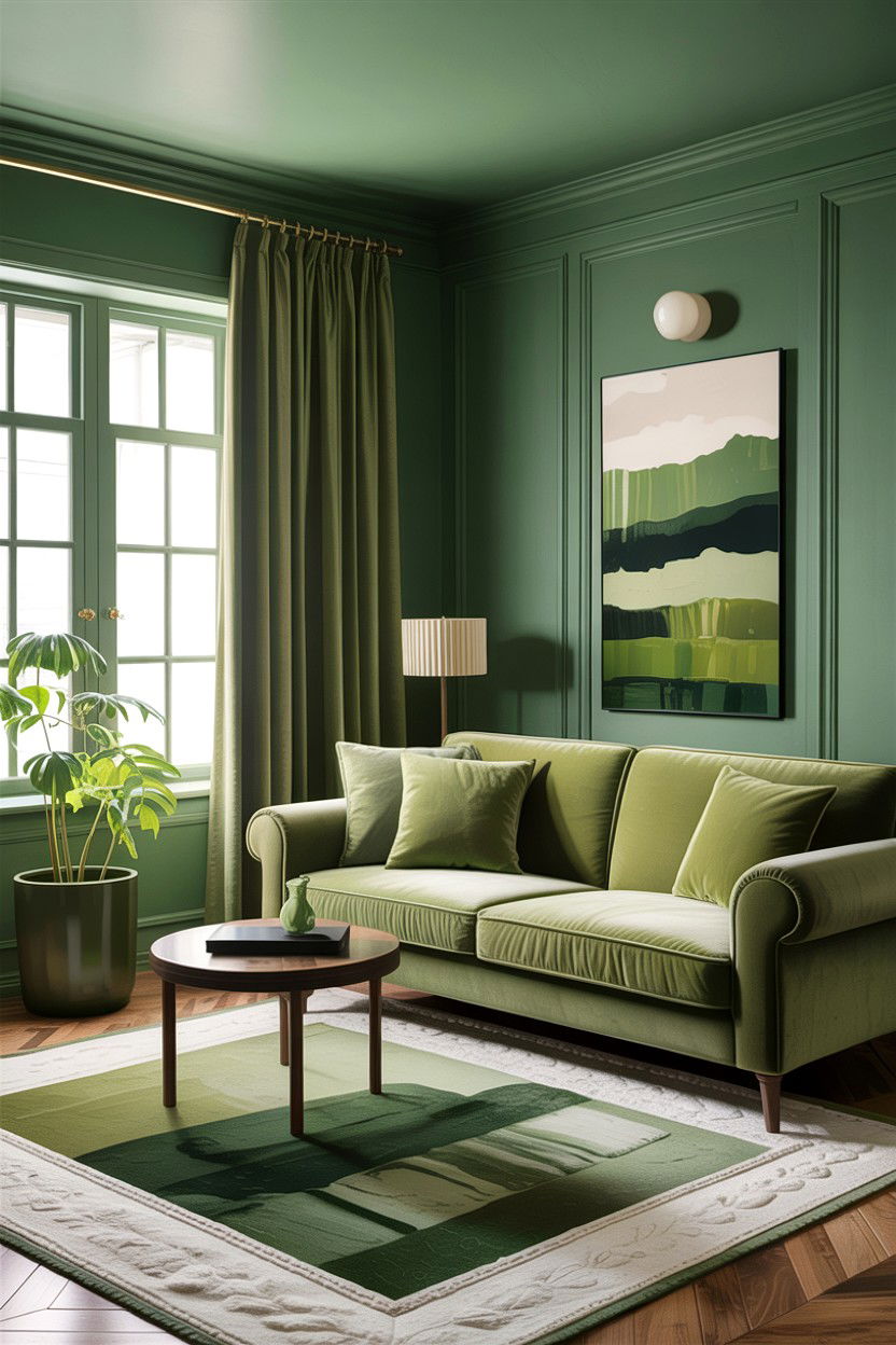 Sage green monochromatic living room - 30 sage living room decor ideas
