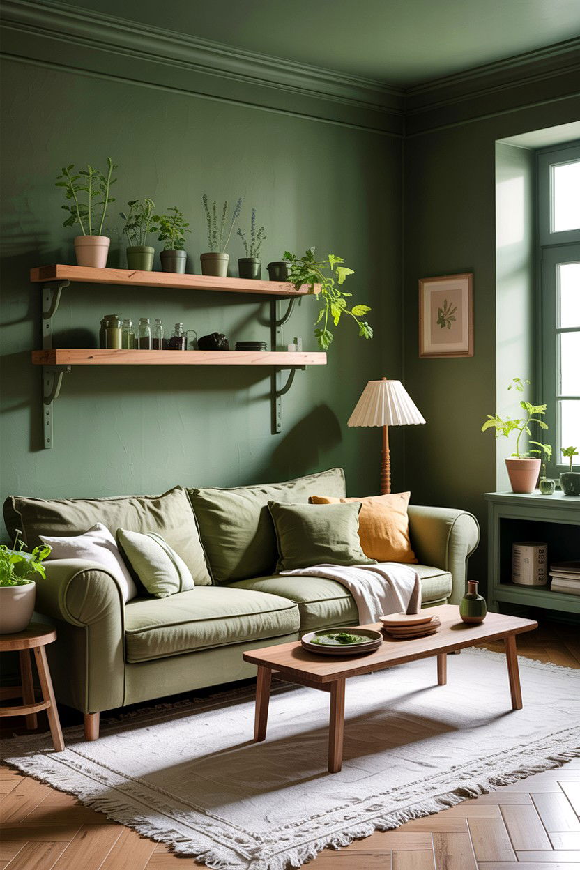 Sage green room - 30 garden themed living room ideas