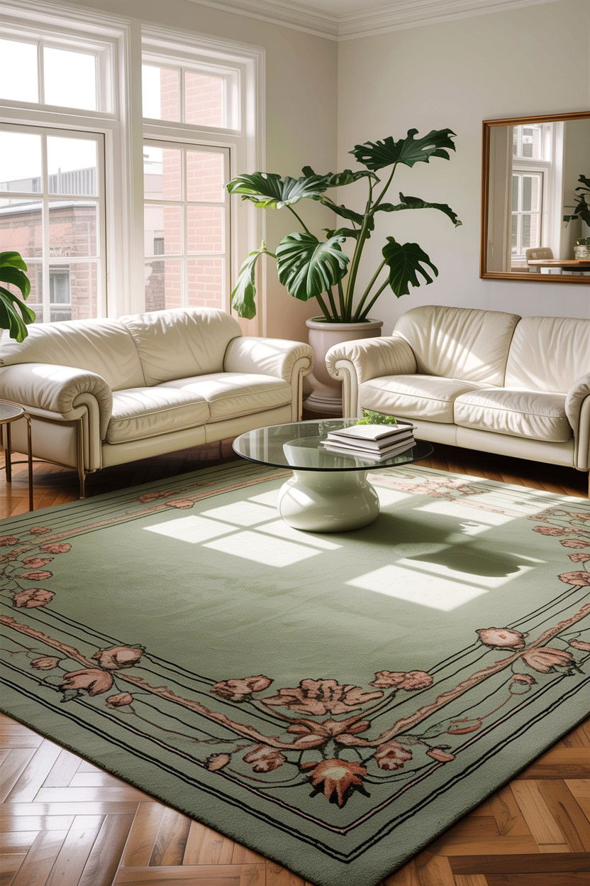 Sage green rug white living room - 30 sage and white living room ideas
