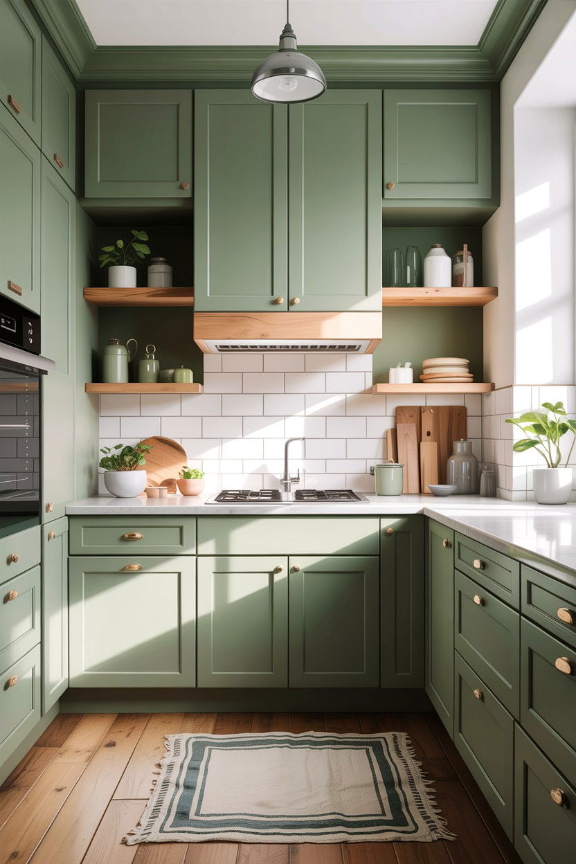 Sage green shaker cabinets white walls - 30 sage and white kitchen ideas