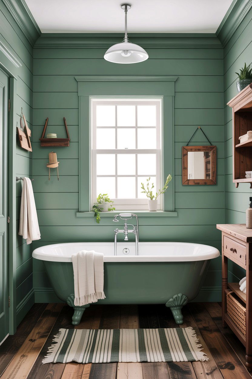 Sage green shiplap - 30 sage bathroom decor ideas