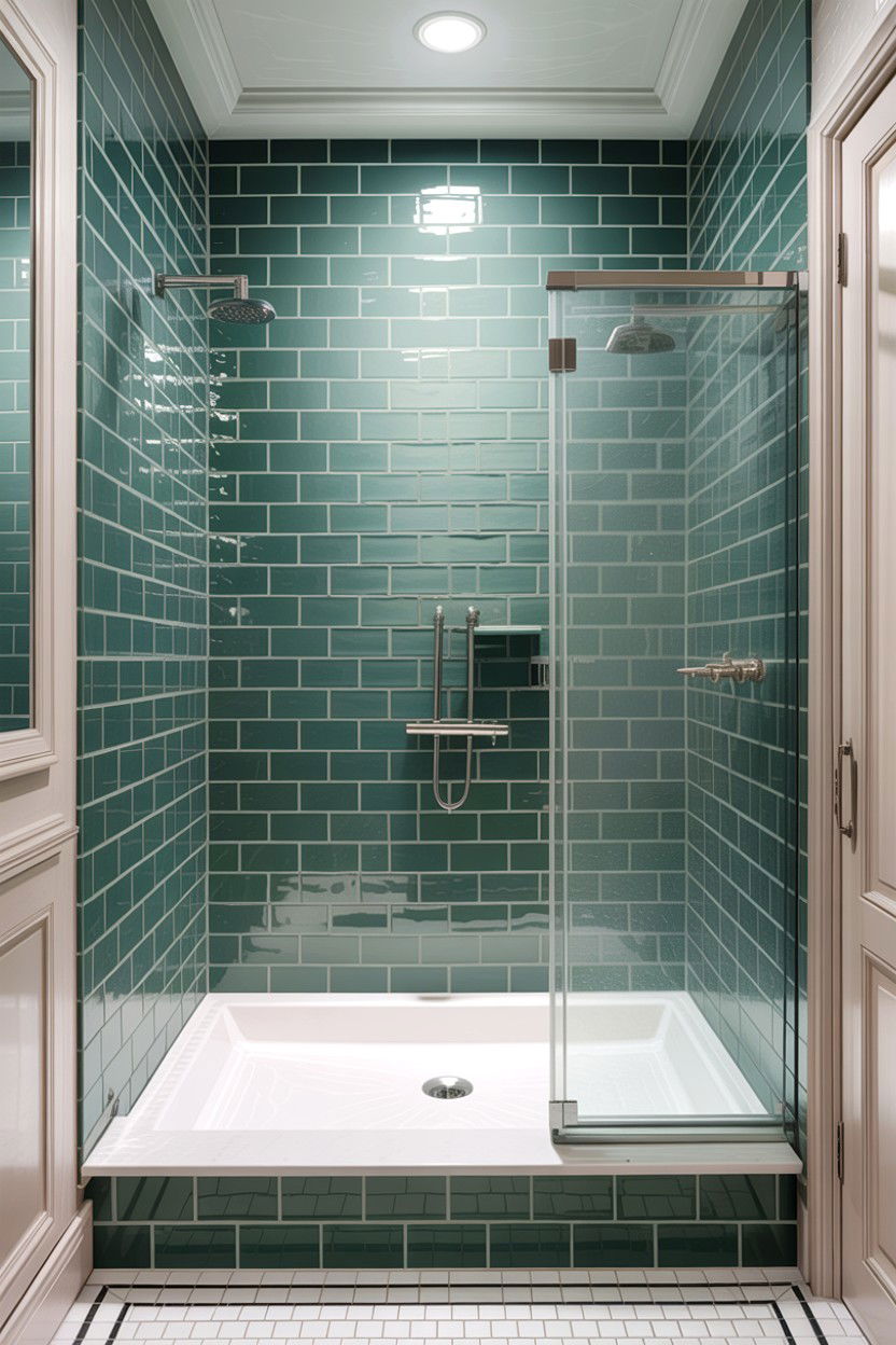 Sage green vertical subway tile bathroom - 30 sage and white bathroom ideas