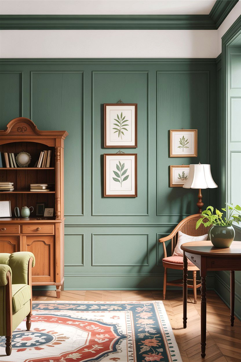 Sage green wainscoting living room - 30 sage living room decor ideas