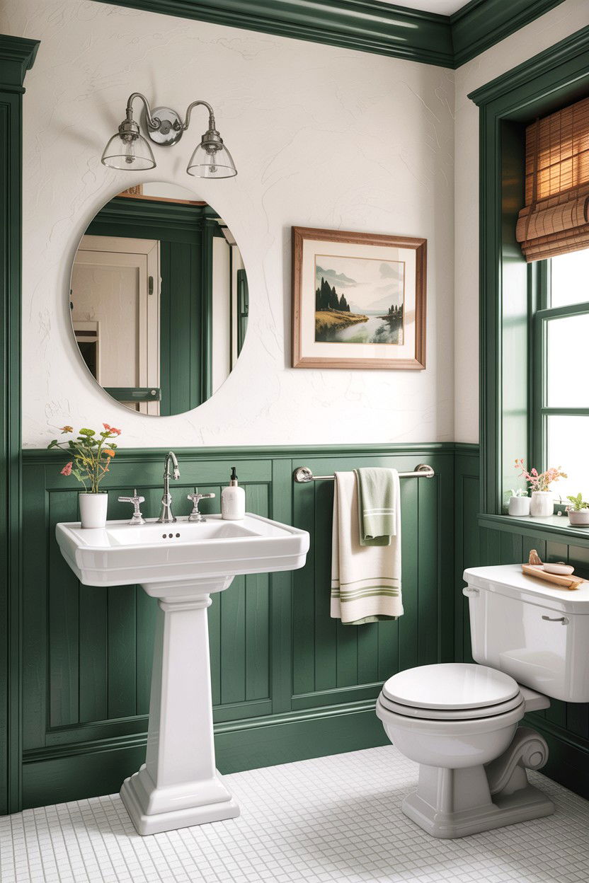 Sage green wainscoting white bathroom - 30 sage and white bathroom ideas