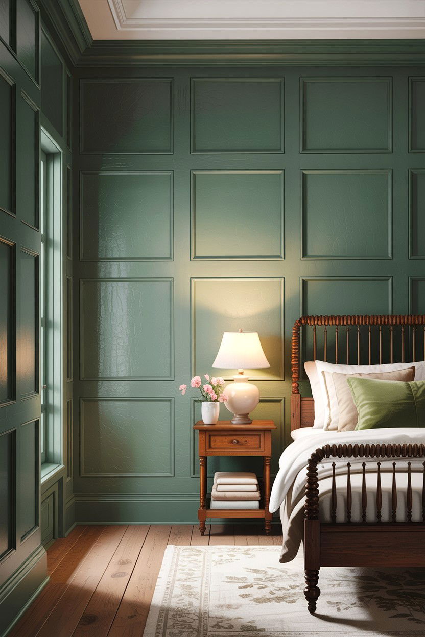 Sage green wall paneling - 30 sage bedroom decor ideas