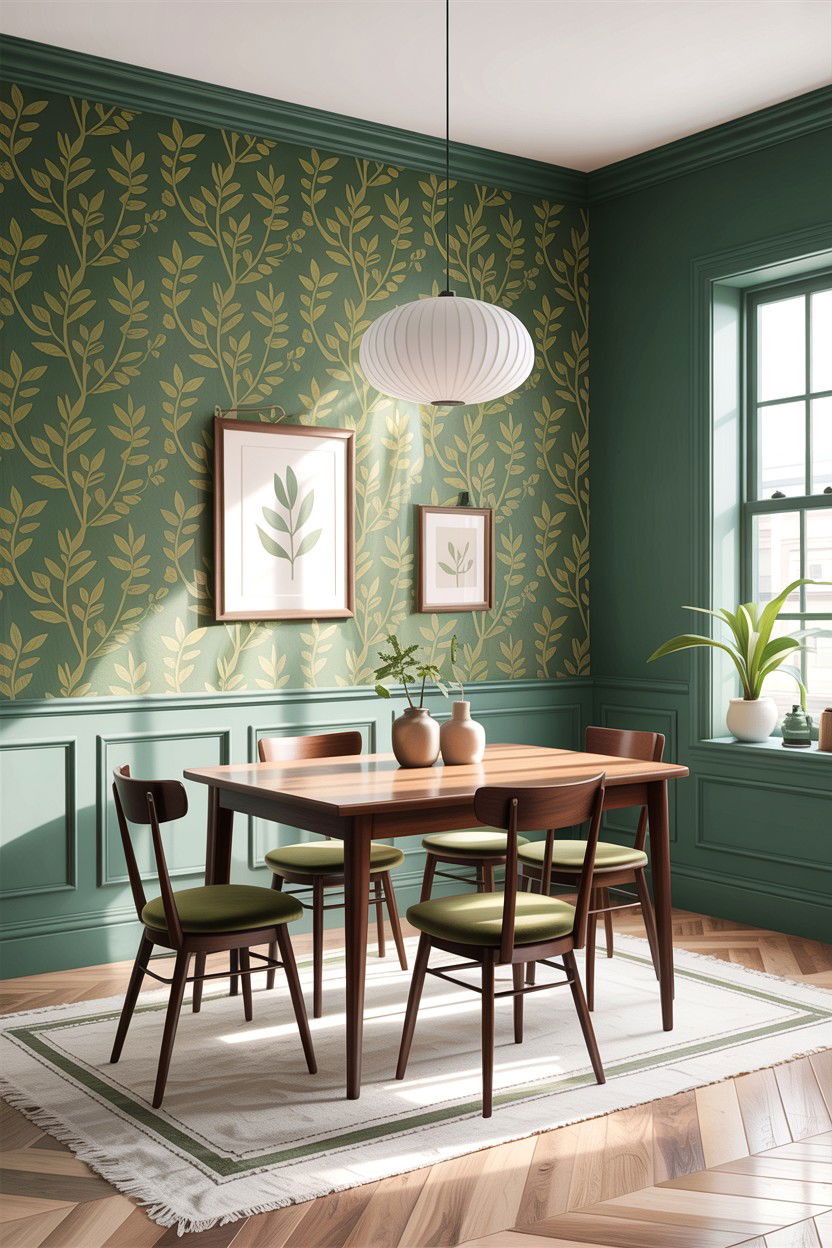 Sage green wallpaper dining room - 30 sage dining room ideas