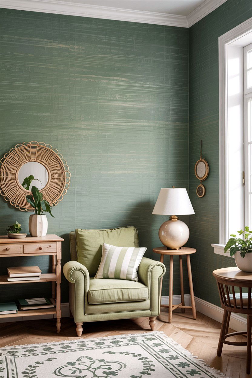 Sage green wallpaper - 30 bedroom accent wall wallpapers