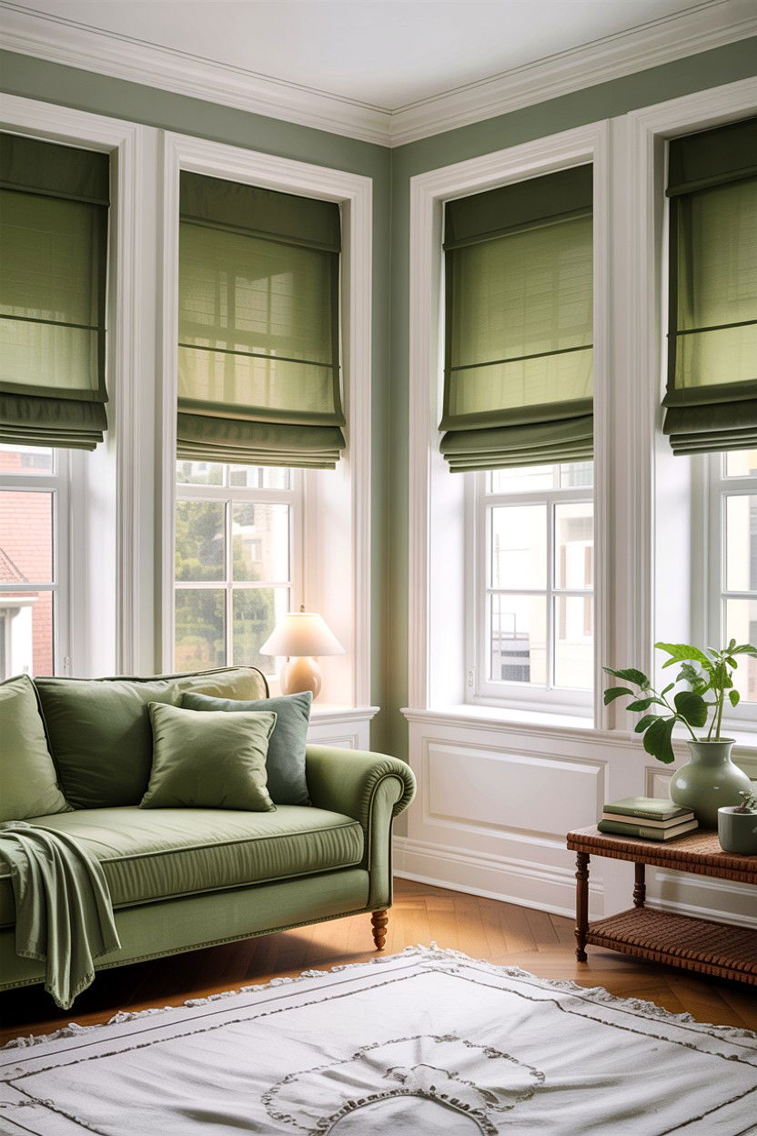 Sage green window treatments white room - 30 sage and white living room ideas