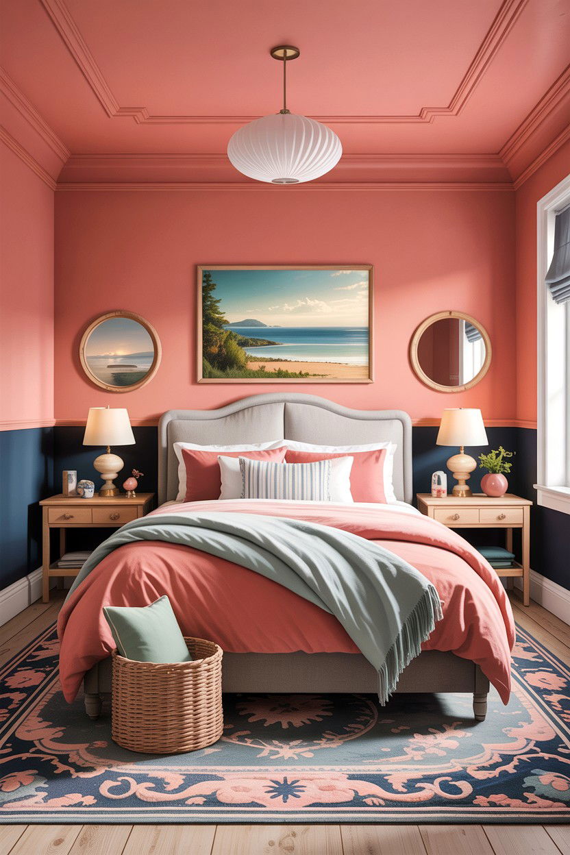Salmon pink bedroom - 30 bedroom pink walls
