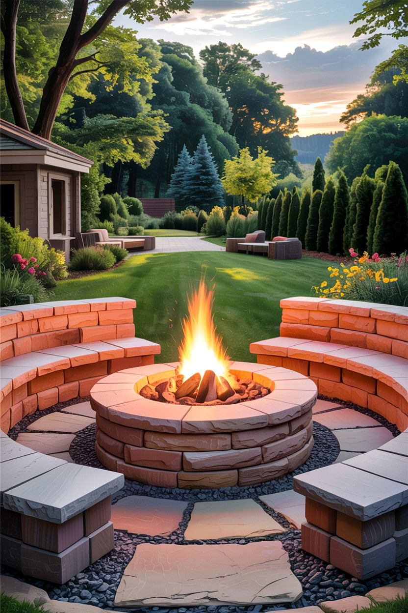 Sandstone Fire Pit - 30 stone accent ideas