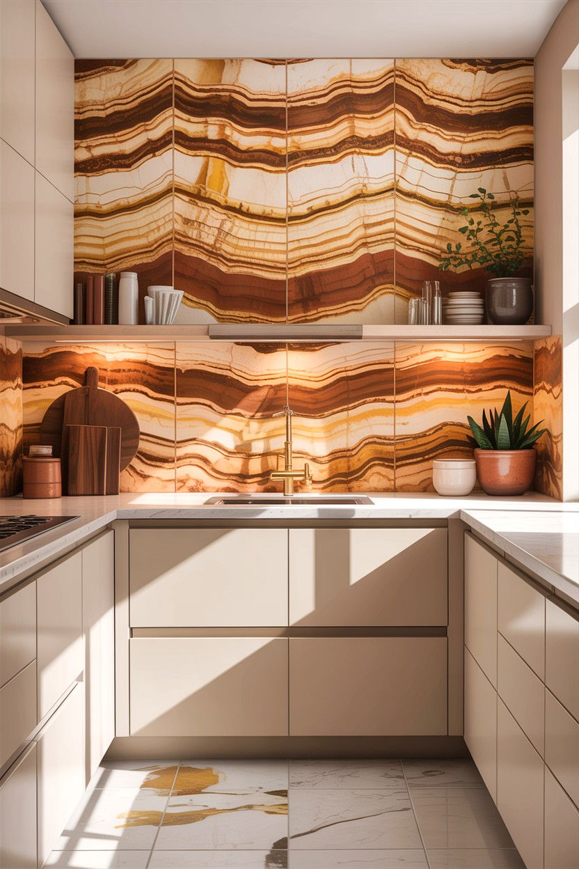 Sandstone wall - 30 stone kitchen ideas