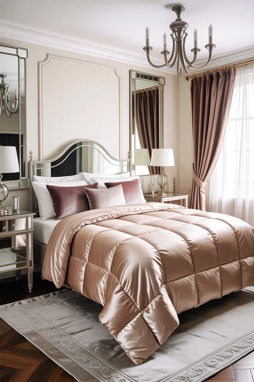 Satin Finish Champagne Comforter - 30 bedroom comforter sets