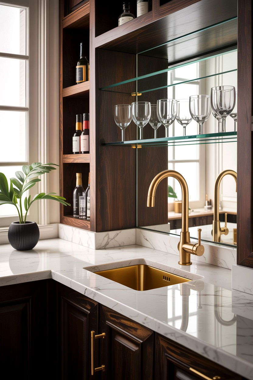 Satin gold bar faucet - 30 gold faucet ideas