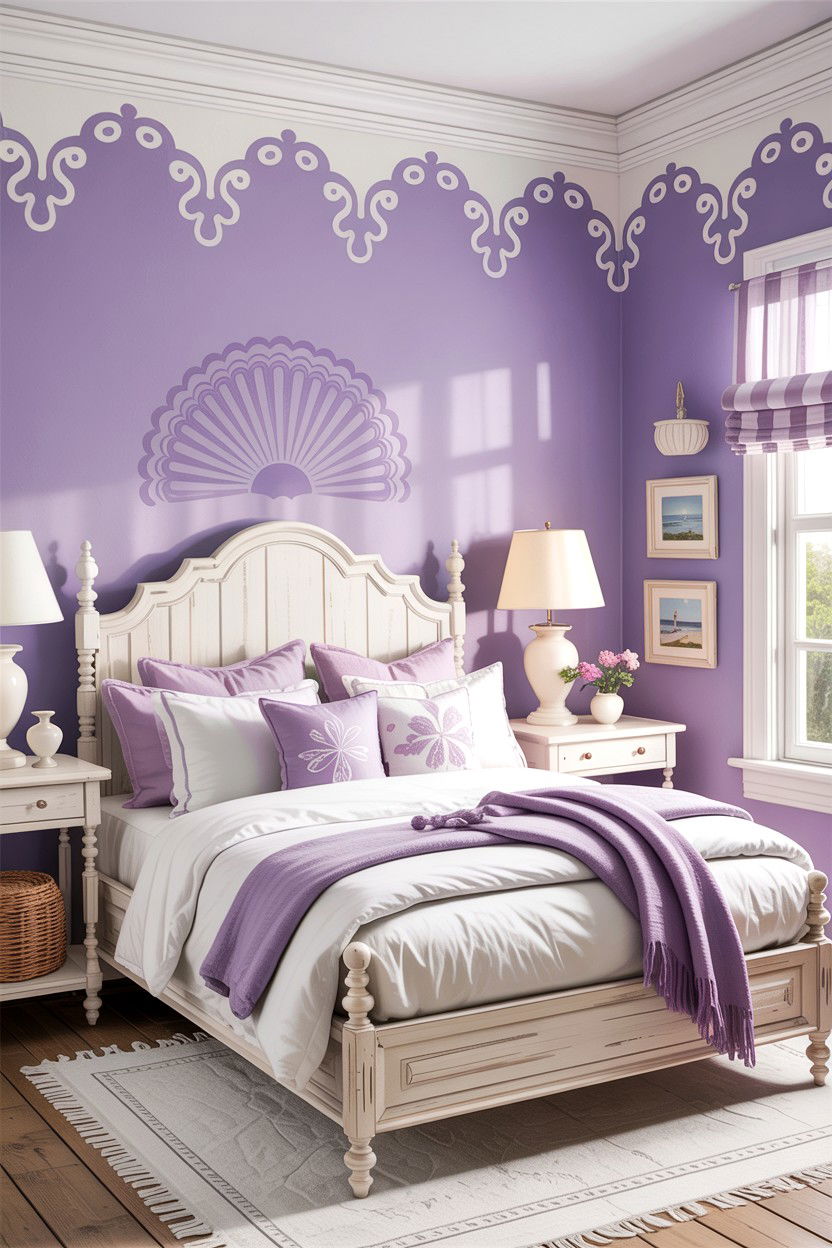 Scallop wall stencil - 30 bedroom wall stencils