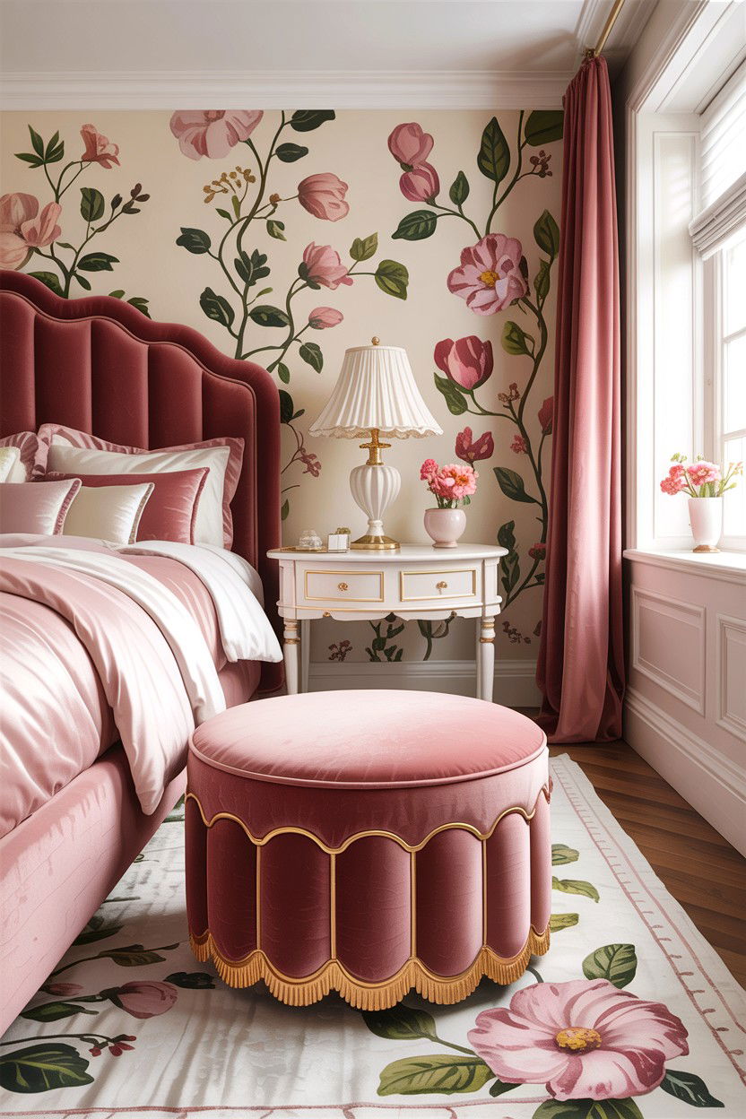 Scalloped Edge Ottoman - 30 bedroom ottomans