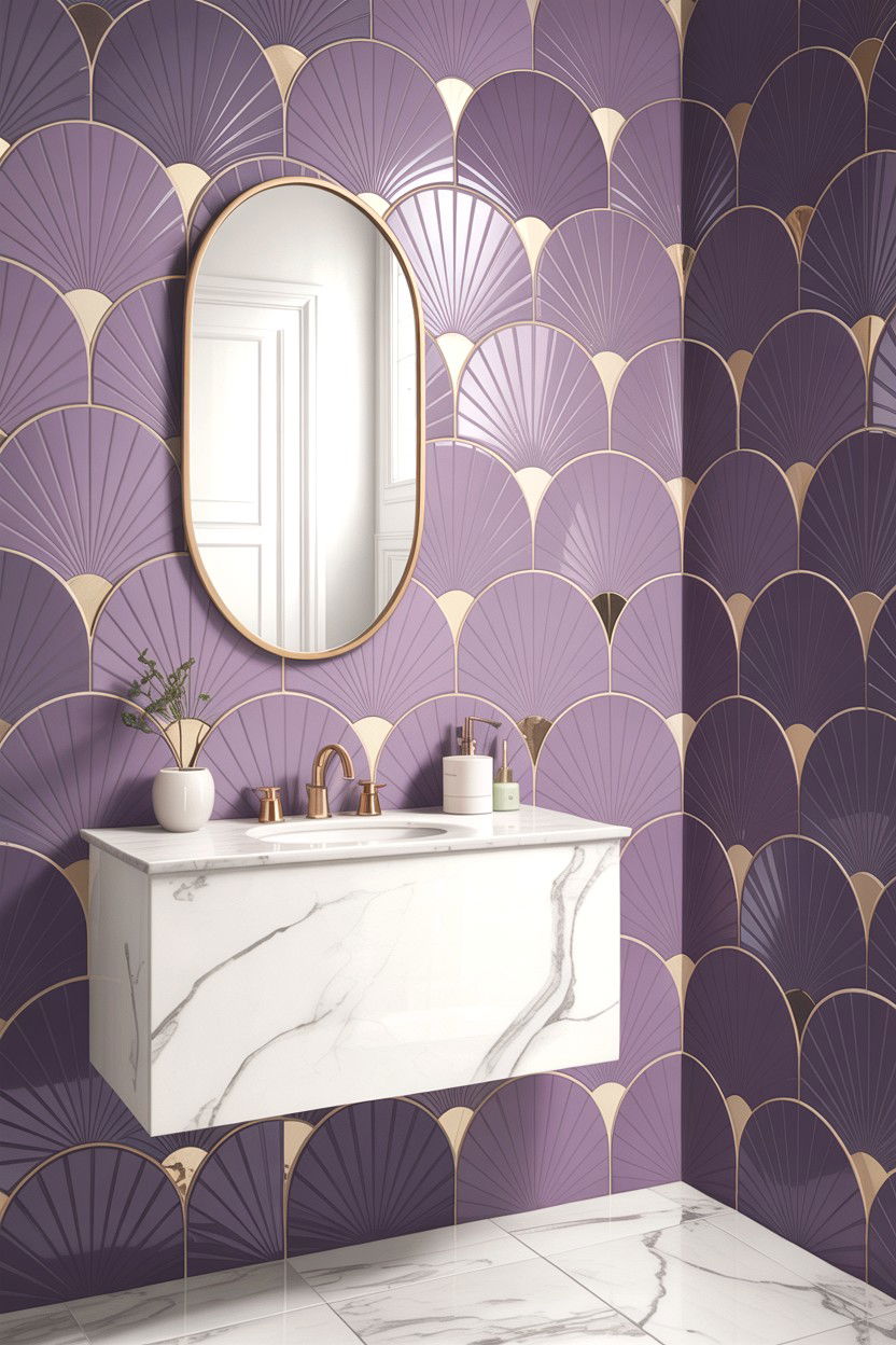 Scalloped Edge Wall Tile - 30 accent tile bathroom ideas