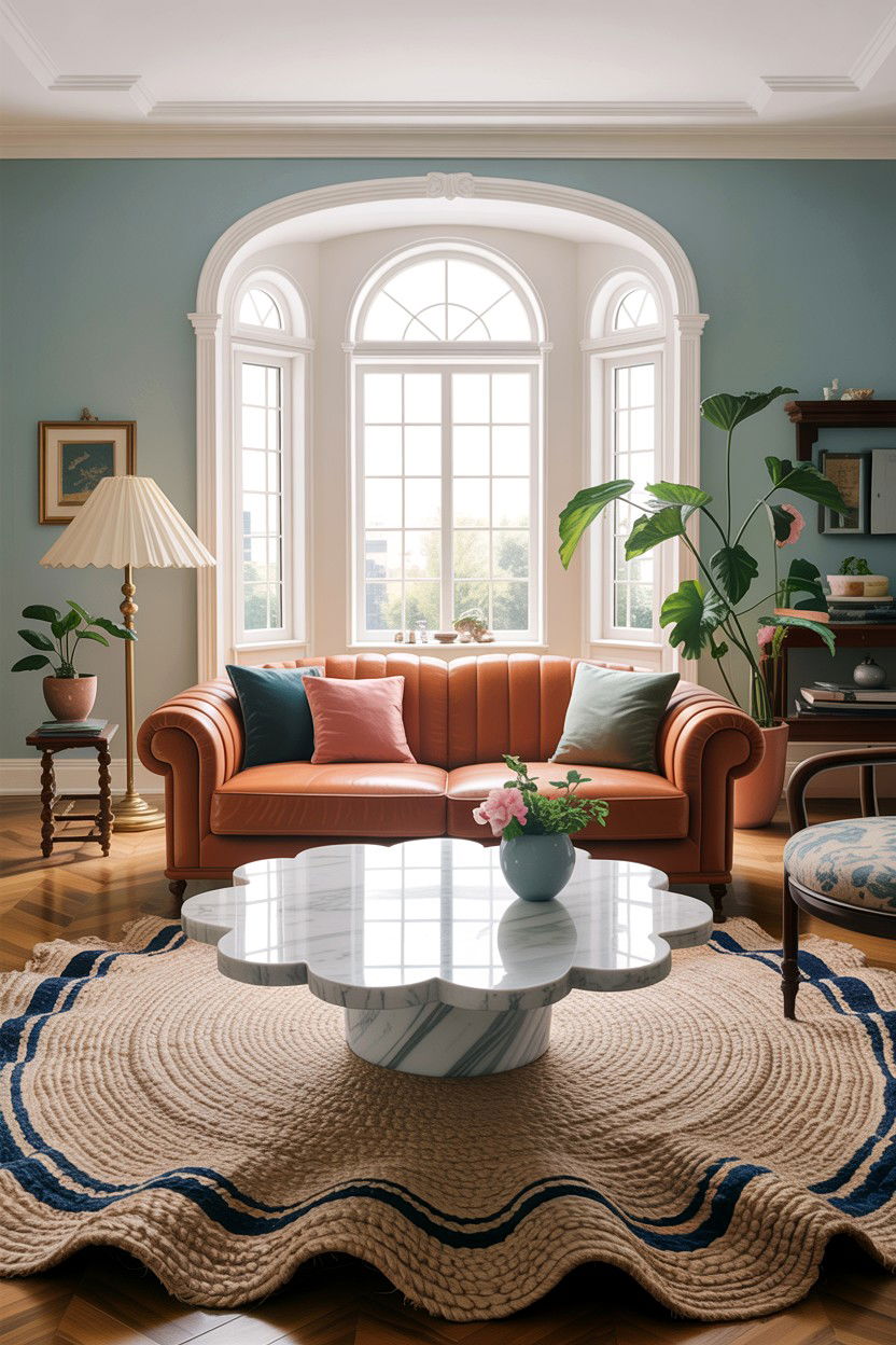 Scalloped edges - 30 grandmillennial living room ideas