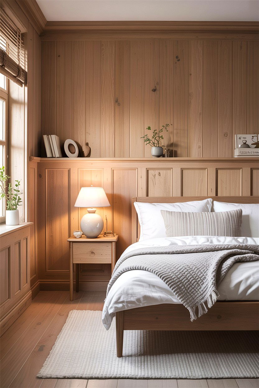 Scandi Light Oak Paneling - 30 bedroom wainscoting ideas