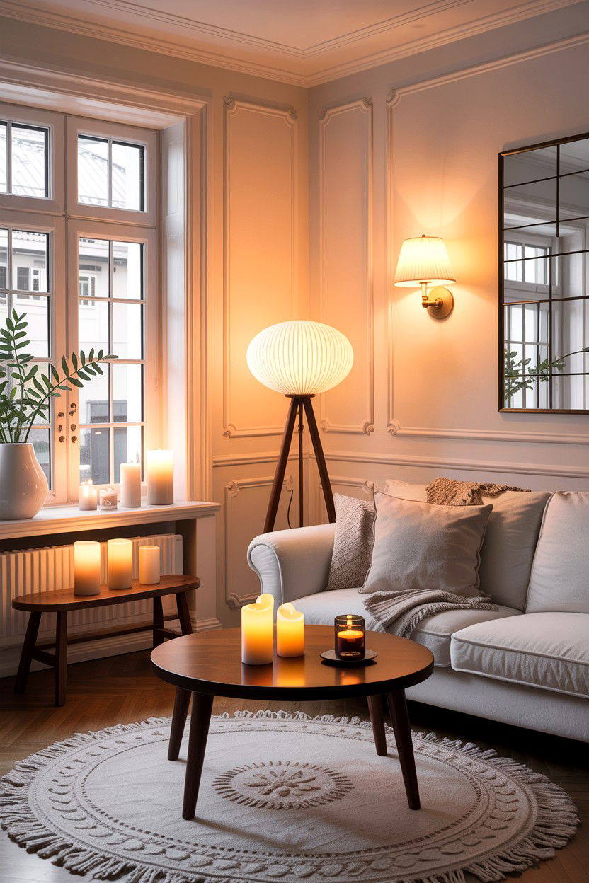 Scandi Living Room Cozy Lighting - 30 scandinavian white living room ideas