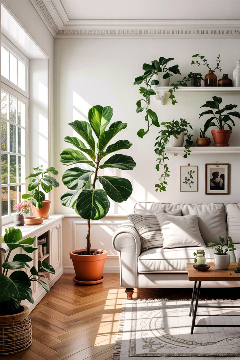 Scandi Living Room Indoor Plants - 30 scandinavian white living room ideas