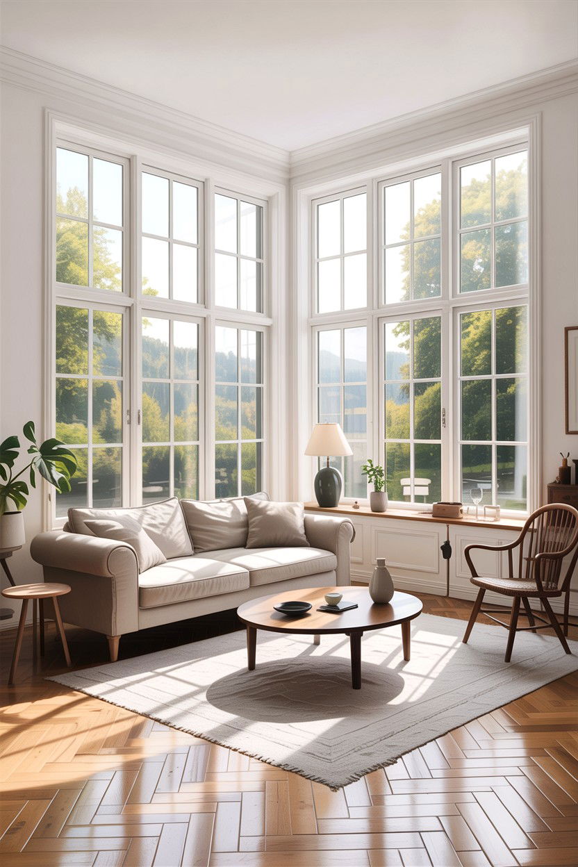 Scandi Living Room Large Windows - 30 scandinavian white living room ideas