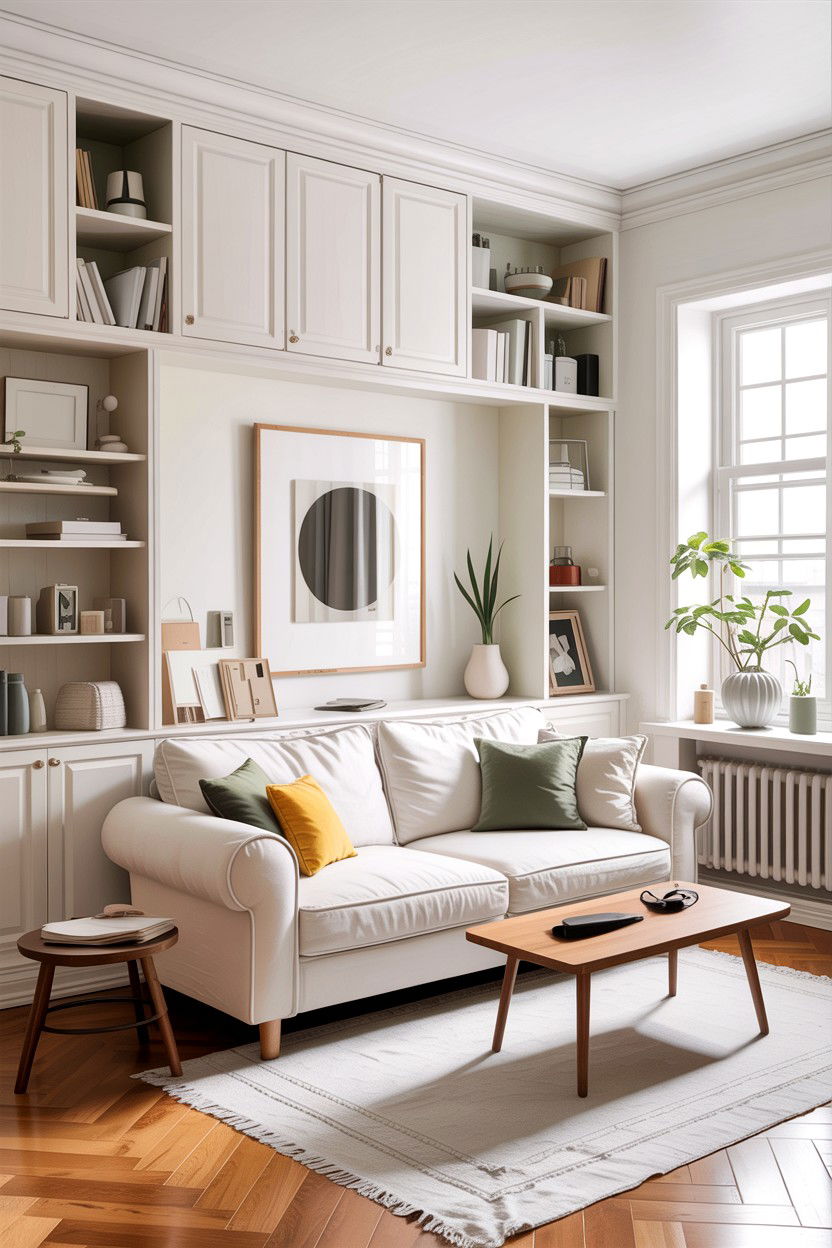 Scandi Living Room Smart Storage - 30 scandinavian white living room ideas