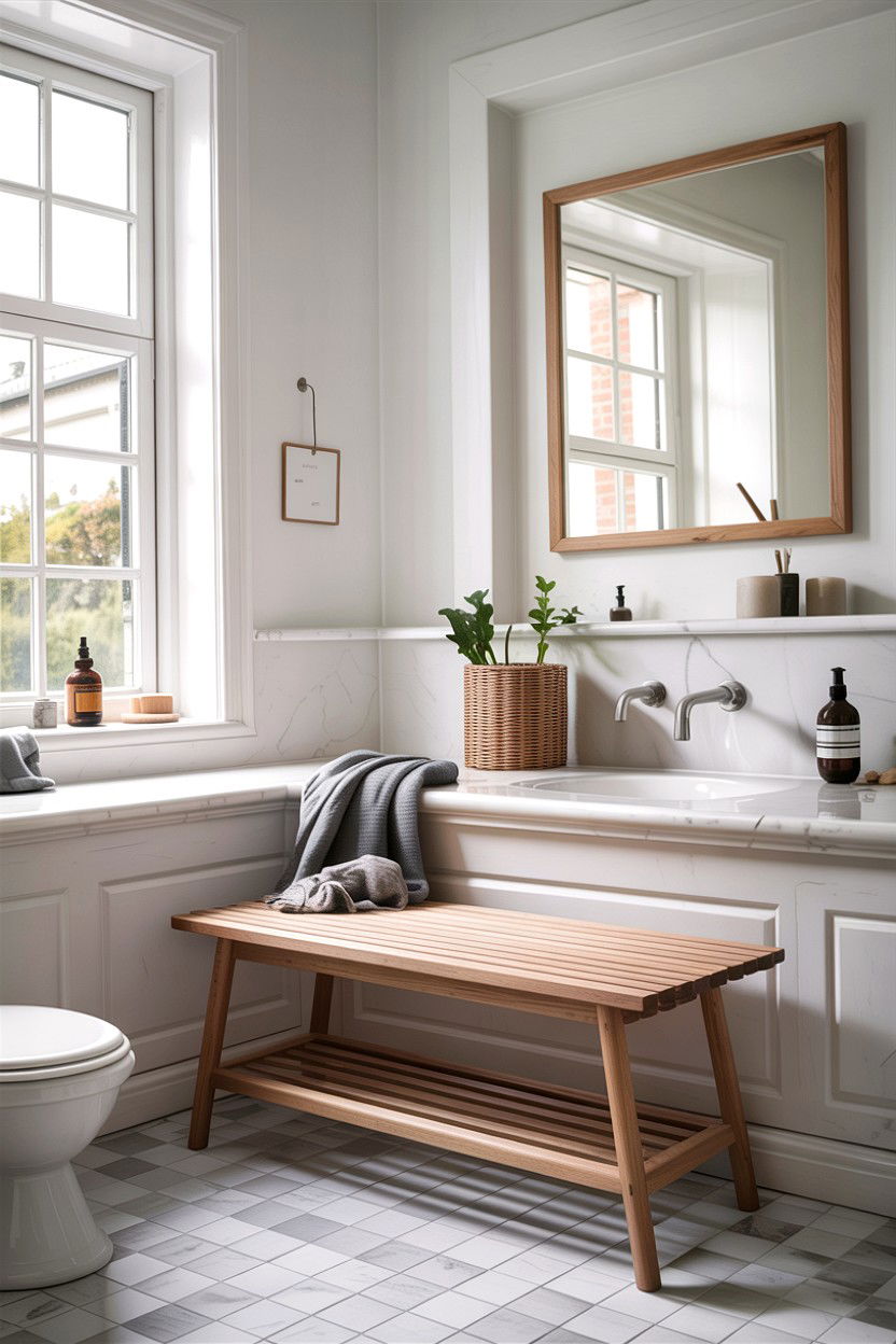 Scandi Style Bench - 30 bathroom bench ideas