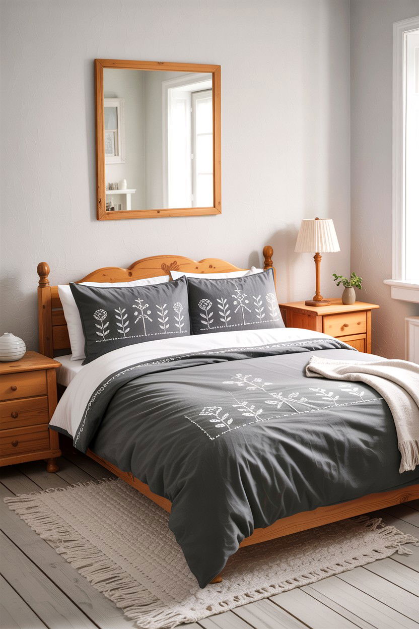 Scandi Style Simple Stitching - 30 embroidered bedroom ideas