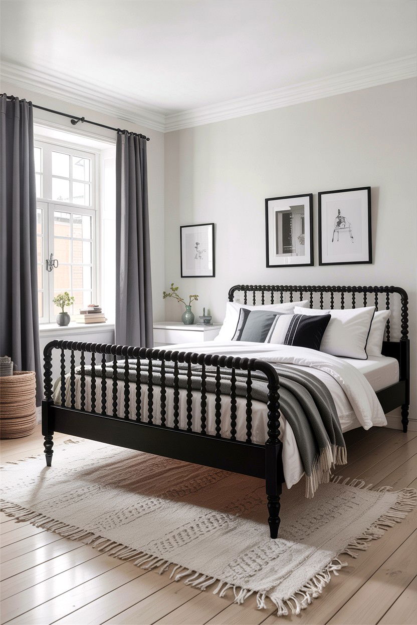 Scandi black and white bedroom - 30 black and white bedroom ideas