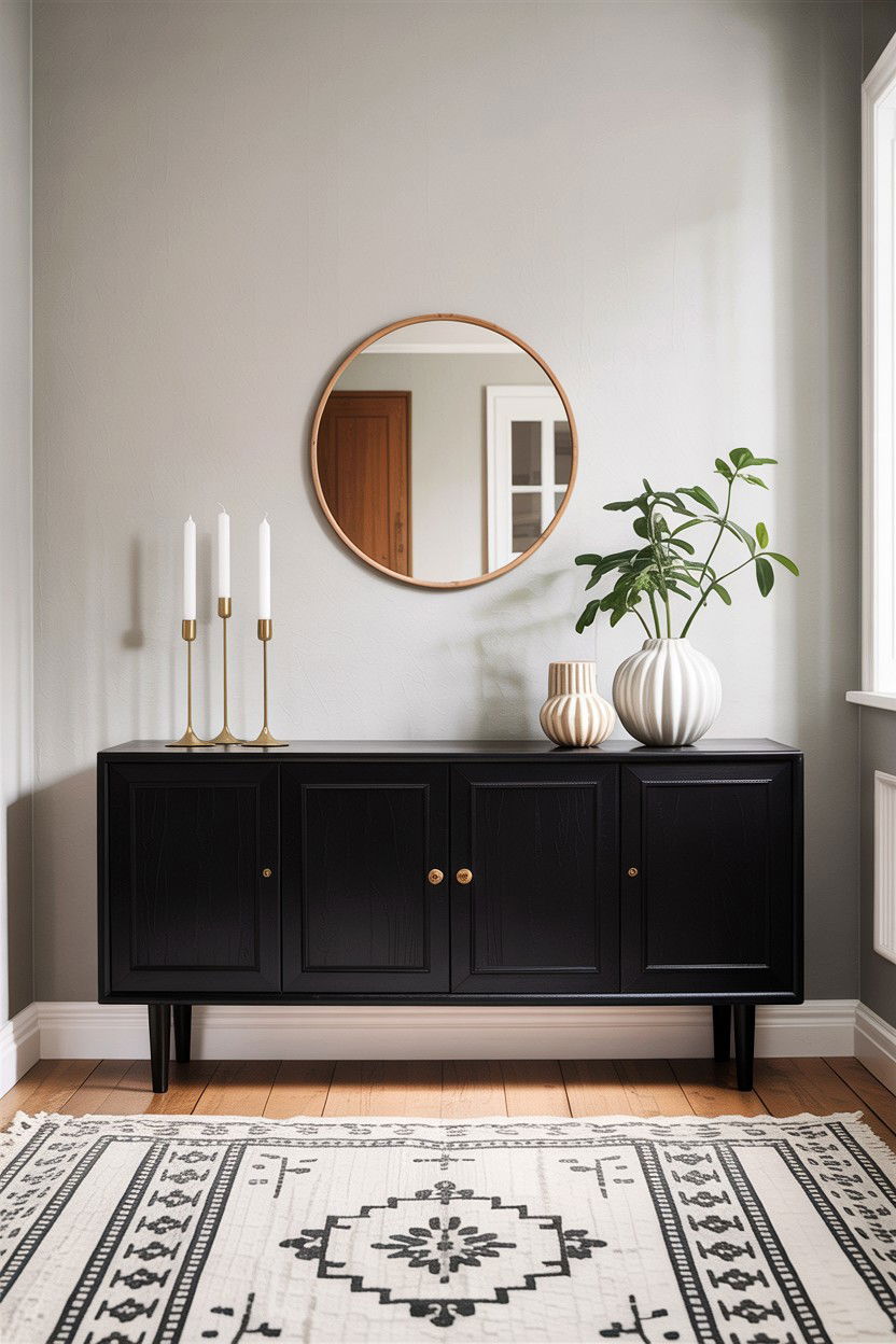 Scandi black sideboard - 30 scandinavian black living room ideas