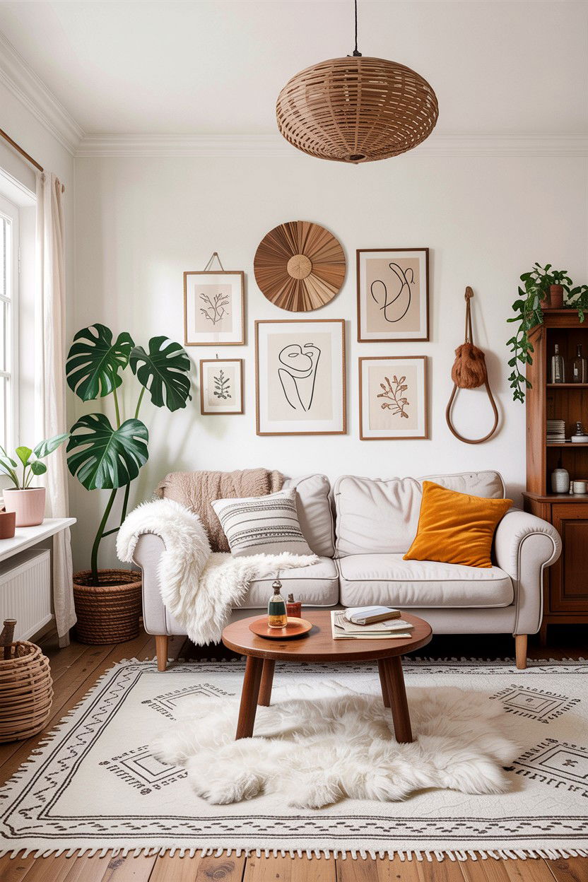 Scandi boho living room - 30 bohemian living room ideas