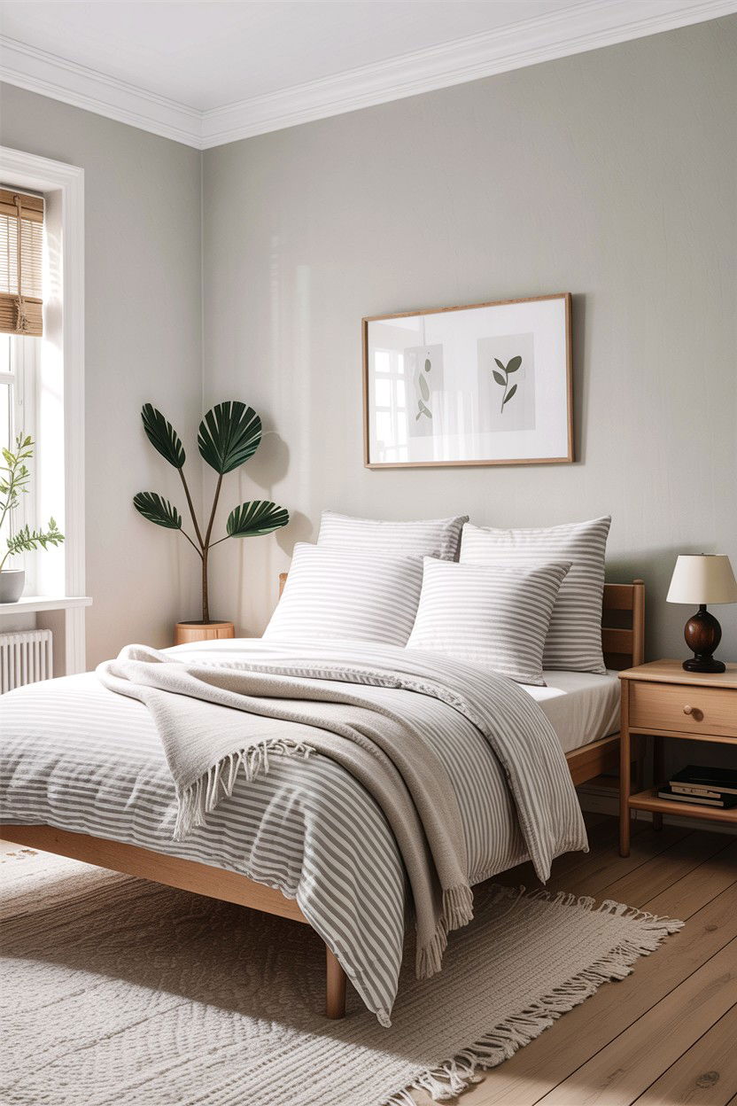 Scandi striped bedding - 30 bedroom striped bedding ideas