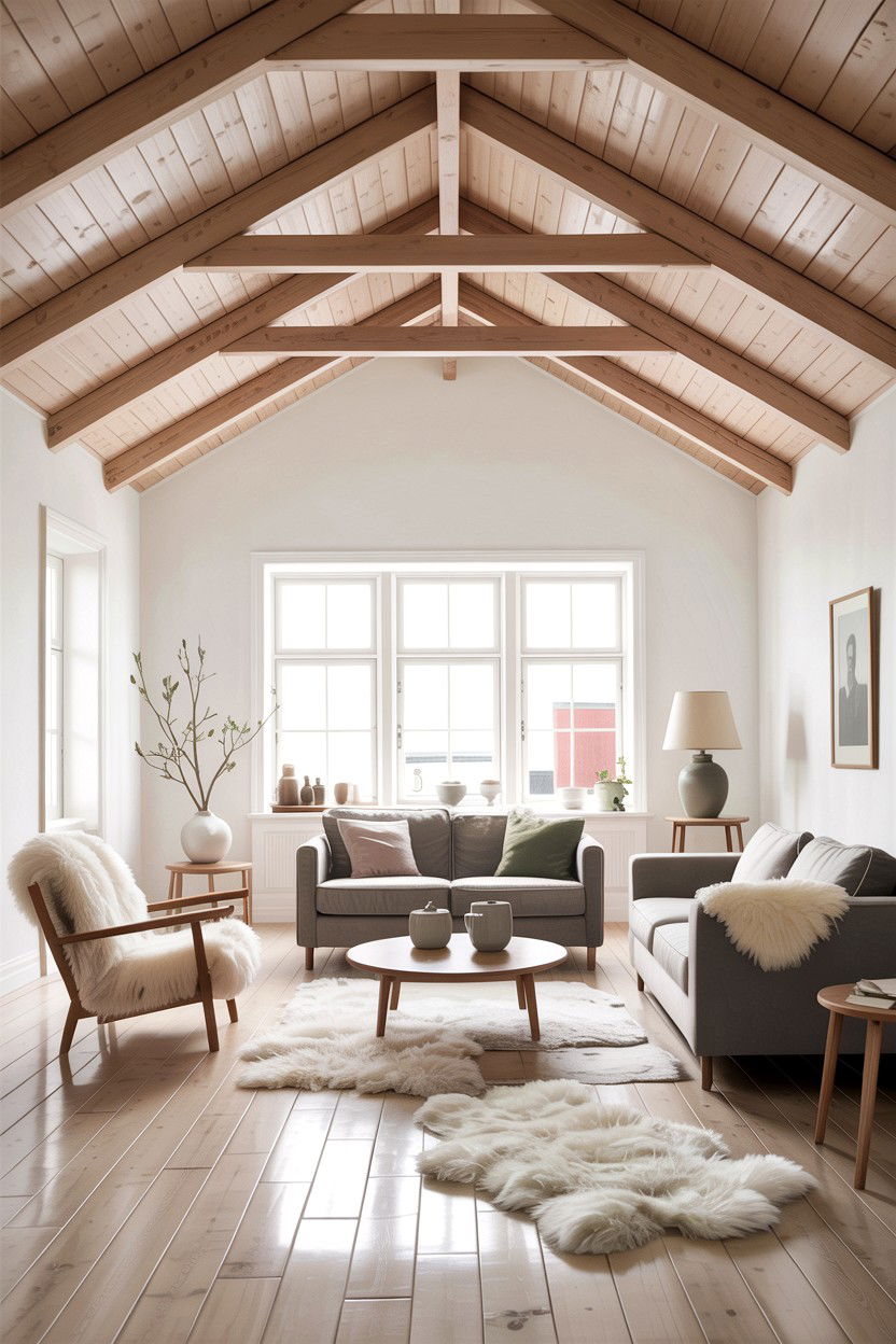 Scandi style rafters - 30 living room exposed rafter ideas