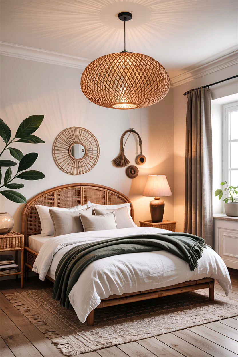 Scandinavian Bedroom With Woven Pendant Light - 30 scandinavian white bedroom ideas
