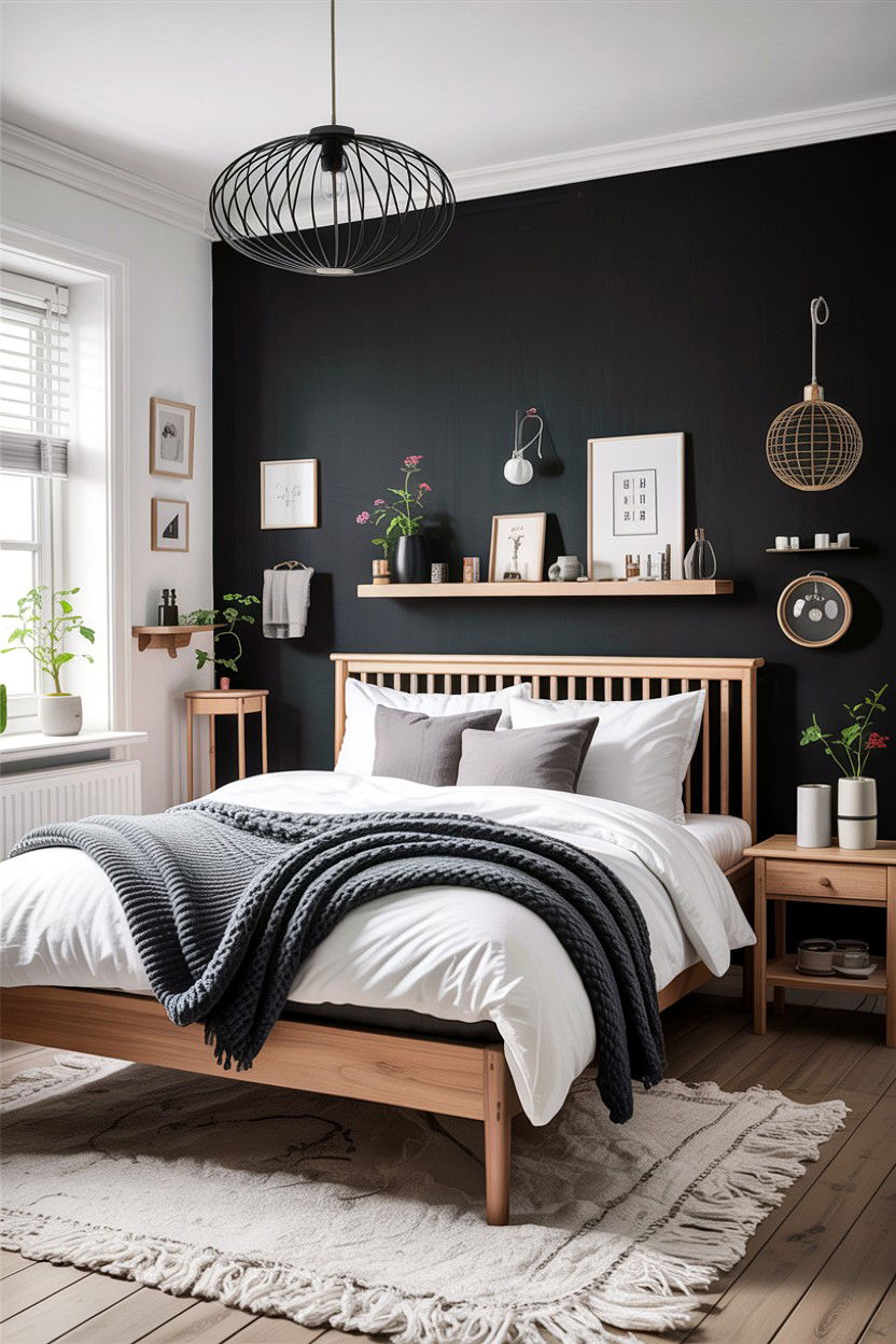 Scandinavian Black Bedroom - 30 bedroom black walls