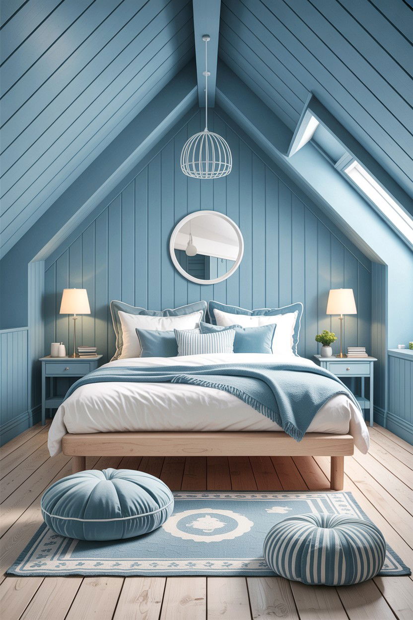 Scandinavian Blue Bedroom Attic - 30 scandinavian blue bedroom ideas