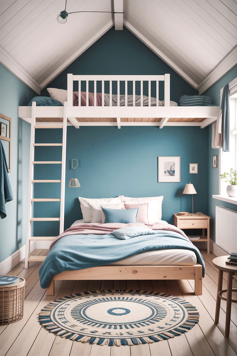 Scandinavian Blue Bedroom Loft - 30 scandinavian blue bedroom ideas