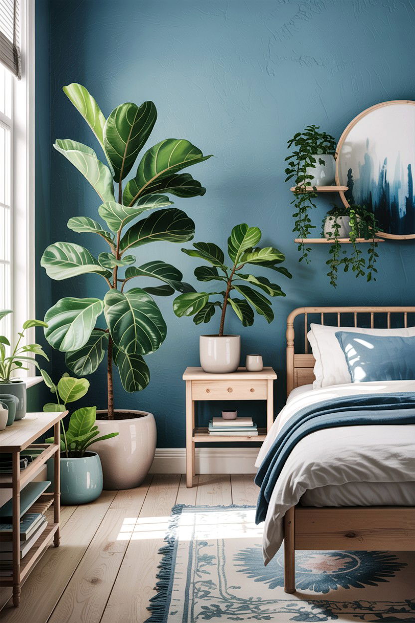 Scandinavian Blue Bedroom Plants - 30 scandinavian blue bedroom ideas